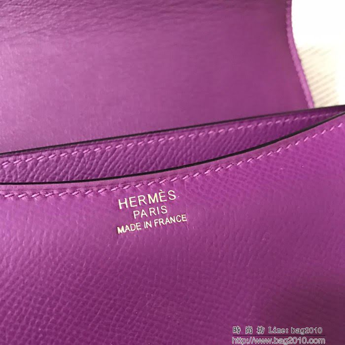 HERMES愛馬仕 H空姐包 進口原廠EP皮 頂級蜜蠟製作 街拍必備單品 海葵紫金銀 單肩斜挎包  Ama1561